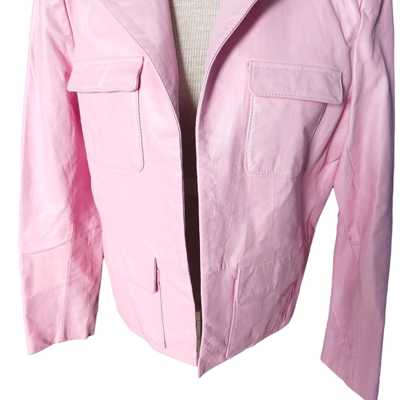 Vintage Leather Womens Jacket Metrostyle Cotton Candy Pink Spring 90s Y2K - Picture 5 of 9